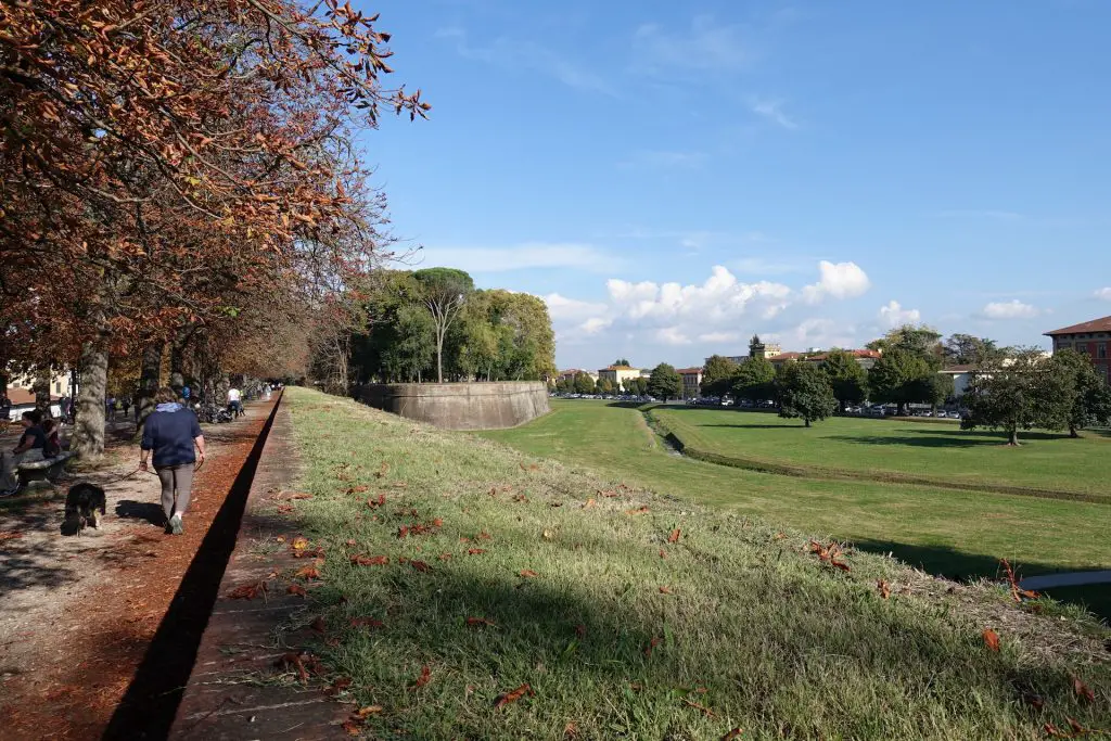 Blick von der Stadtmauer in Lucca