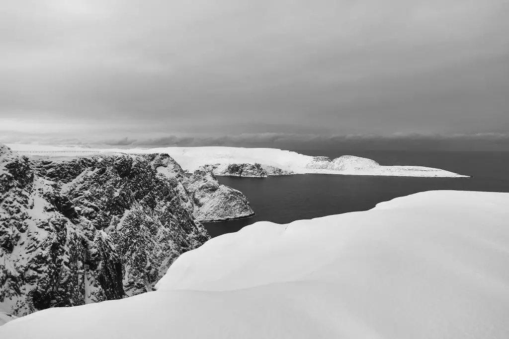 Nordkap in Schwarzweiß