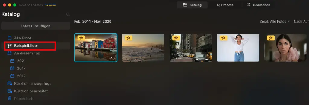 Beispielbilder in Luminar Neo