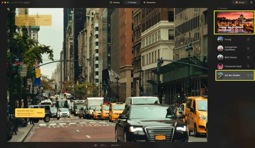 Luminar Neo Presets Lichter der Großstadt Auf den Straßen